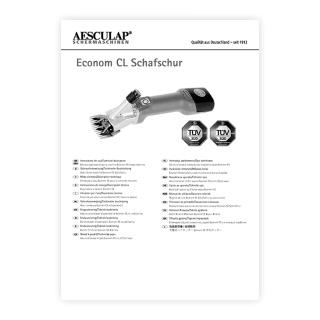 Manual de utilizare mașină de tuns oi, Aesculap Econom NOVA CL (engleză)