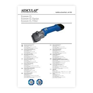 Manual de utilizare mașină de tuns bovine, Aesculap Econom NOVA CL (engleză) Manual de utilizare mașină de tuns bovine, Aesculap Econom NOVA CL (engleză)