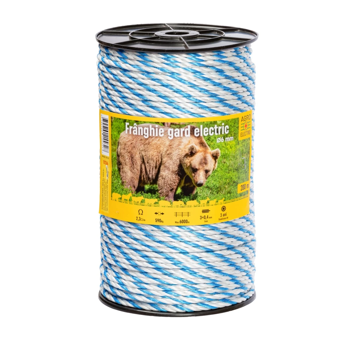 Frânghie gard electric - 200 m - 590 kg - 2,3 Ω/m