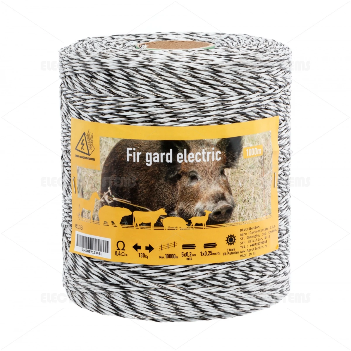 Pachet gard electric cu fir 2000 m, pentru 25 sau 6,25 Ha