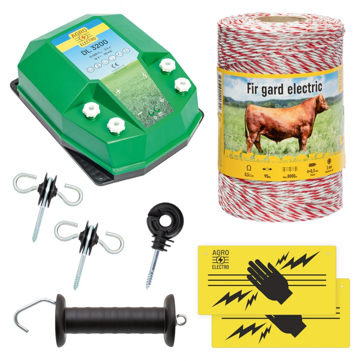 Pachet de bază gard electric 500 m, 3,2 Joule, pentru animale domestice :: 500 m