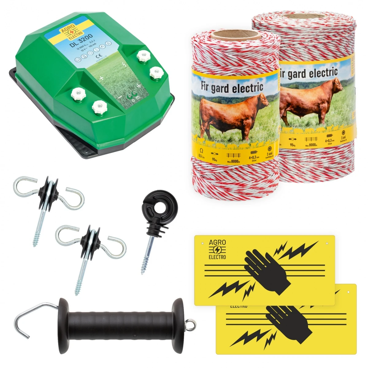 Pachet de bază gard electric 750 m, 3,2 Joule, pentru animale domestice :: 750 m