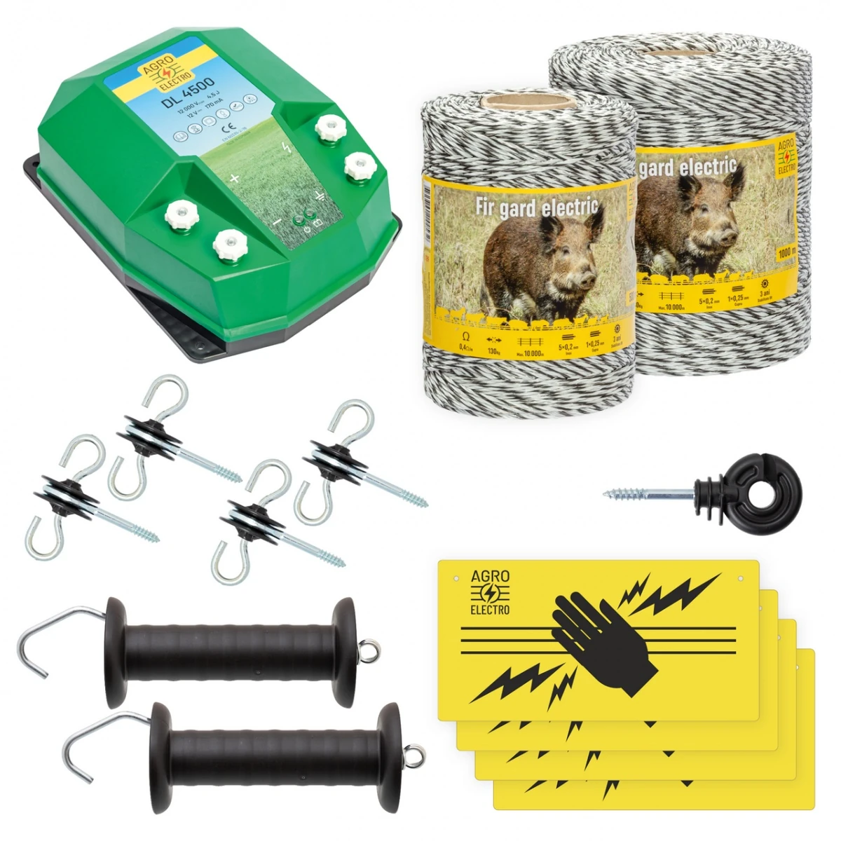 Pachet de bază gard electric 1500 m, 4,5 Joule, pentru animale sălbatice :: 1500 m