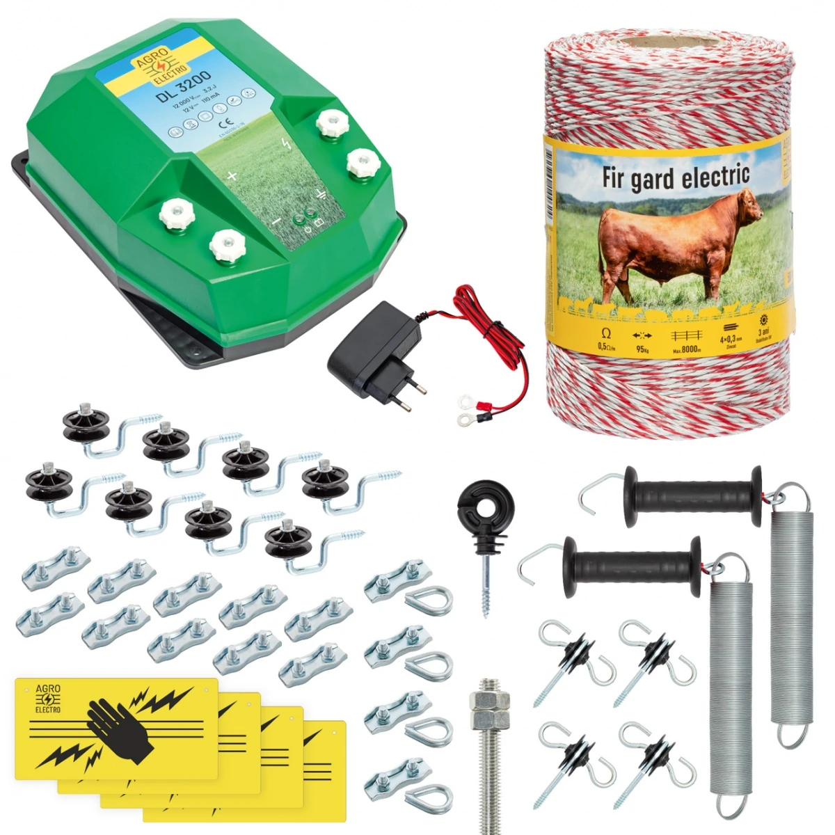 Pachet gard electric complet 500 m, 3,2 Joule, 230 V, pentru animale domestice :: 500 m