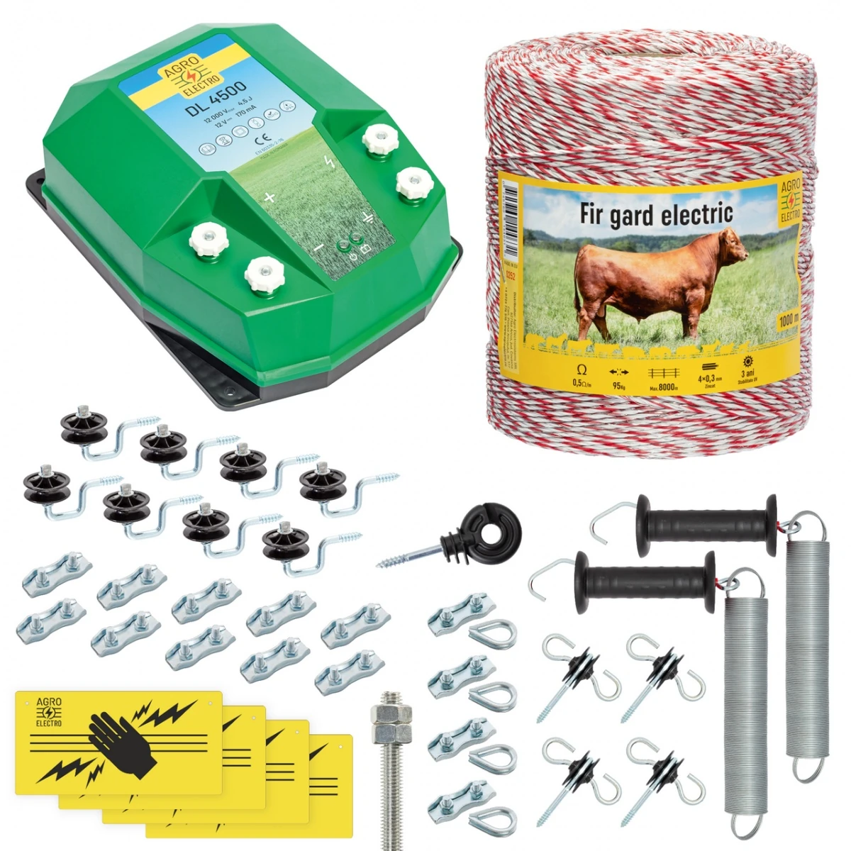 Pachet gard electric complet 1000 m, 4,5 Joule, pentru animale domestice :: 1000 m