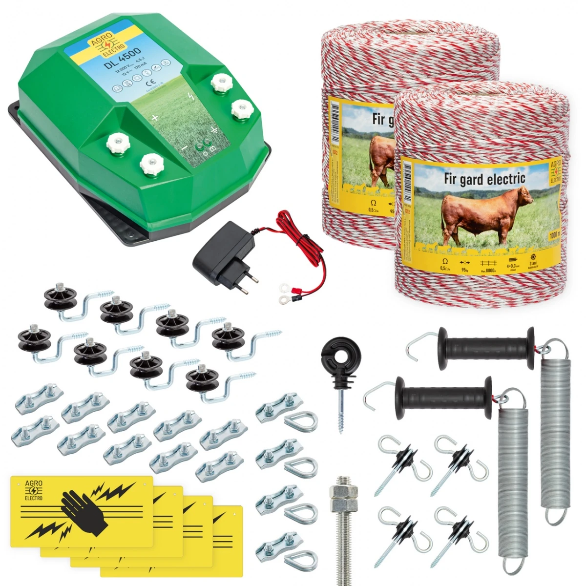 Pachet gard electric complet 2000 m, 4,5 Joule, 230 V, pentru animale domestice :: 2000 m