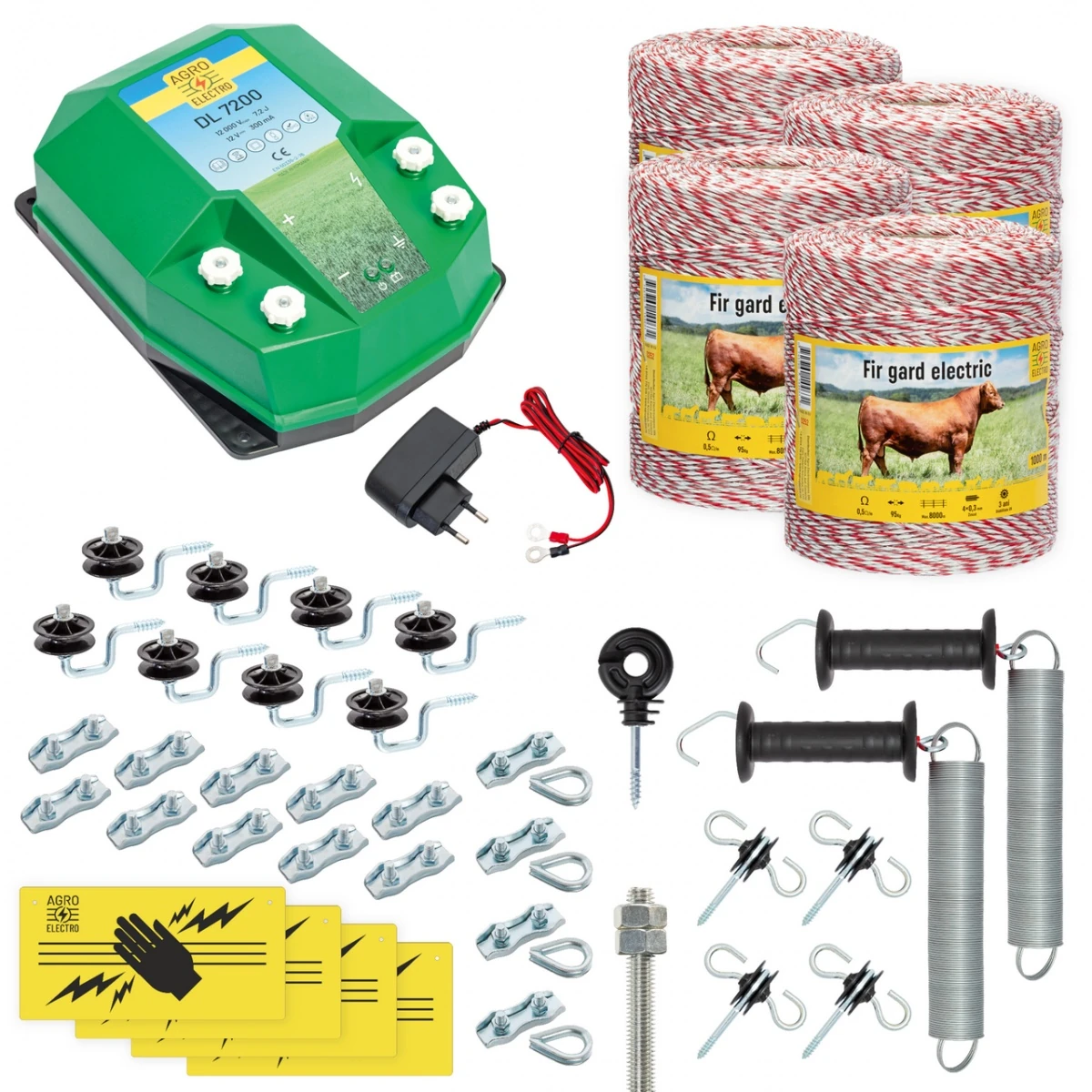 Pachet gard electric complet 4000 m, 7,2 Joule, 230 V, pentru animale domestice :: 4000 m