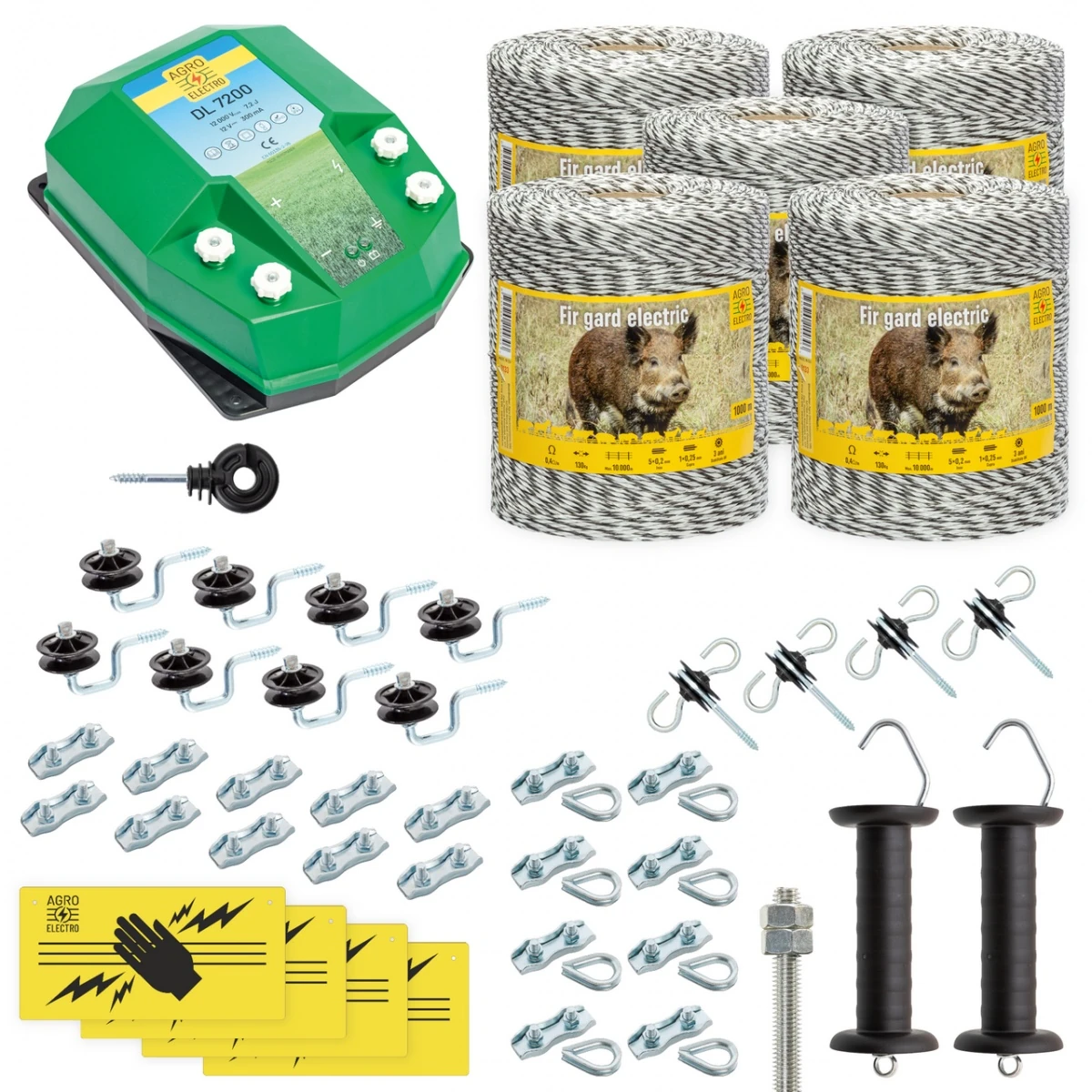 Pachet gard electric complet 5000 m, 7,2 Joule, pentru animale sălbatice :: 5000 m
