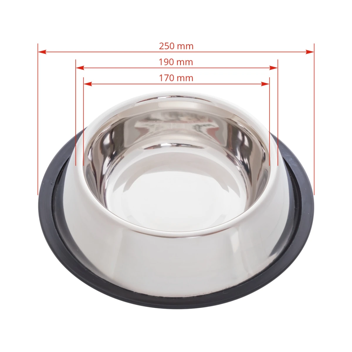 Castron din inox pentru câini, Ø19 cm, 900 ml :: Ø19 cm, 900 ml