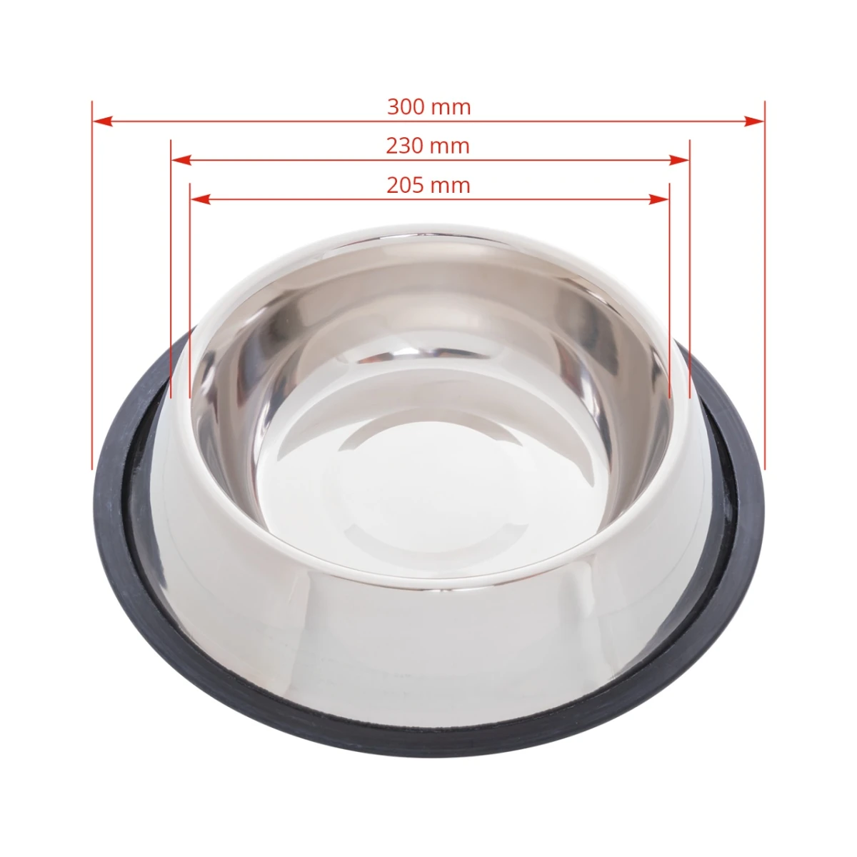 Castron din inox pentru câini,  Ø23 cm, 1800 ml :: Ø23 cm, 1800 ml