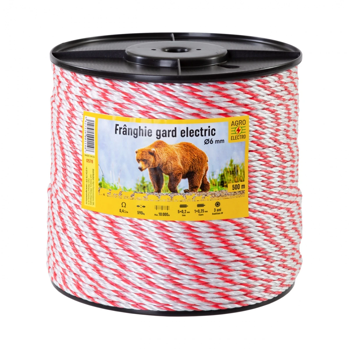 Frânghie gard electric - 500 m - 590 kg - 0,4 Ω/m