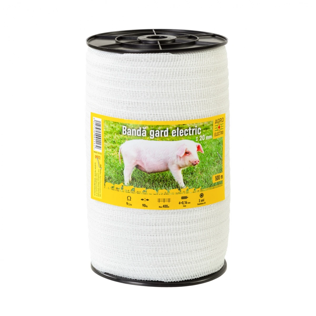 Bandă gard electric - 20 mm - 500 m - 90 kg - 9 Ω/m