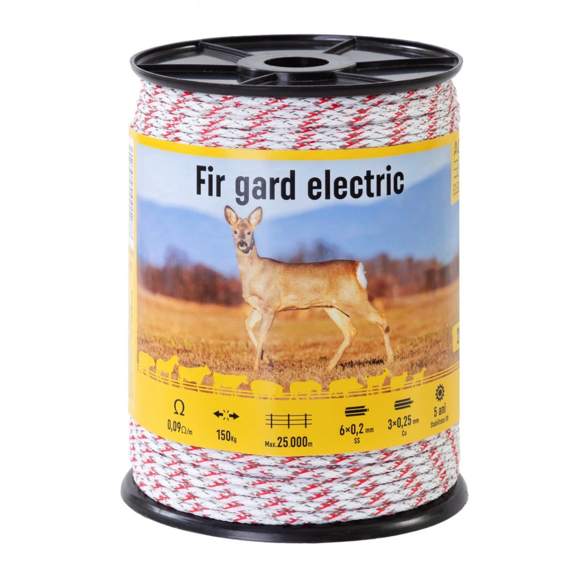 Fir gard electric țesut - 200 m - 150 kg - 0,09 Ω/m