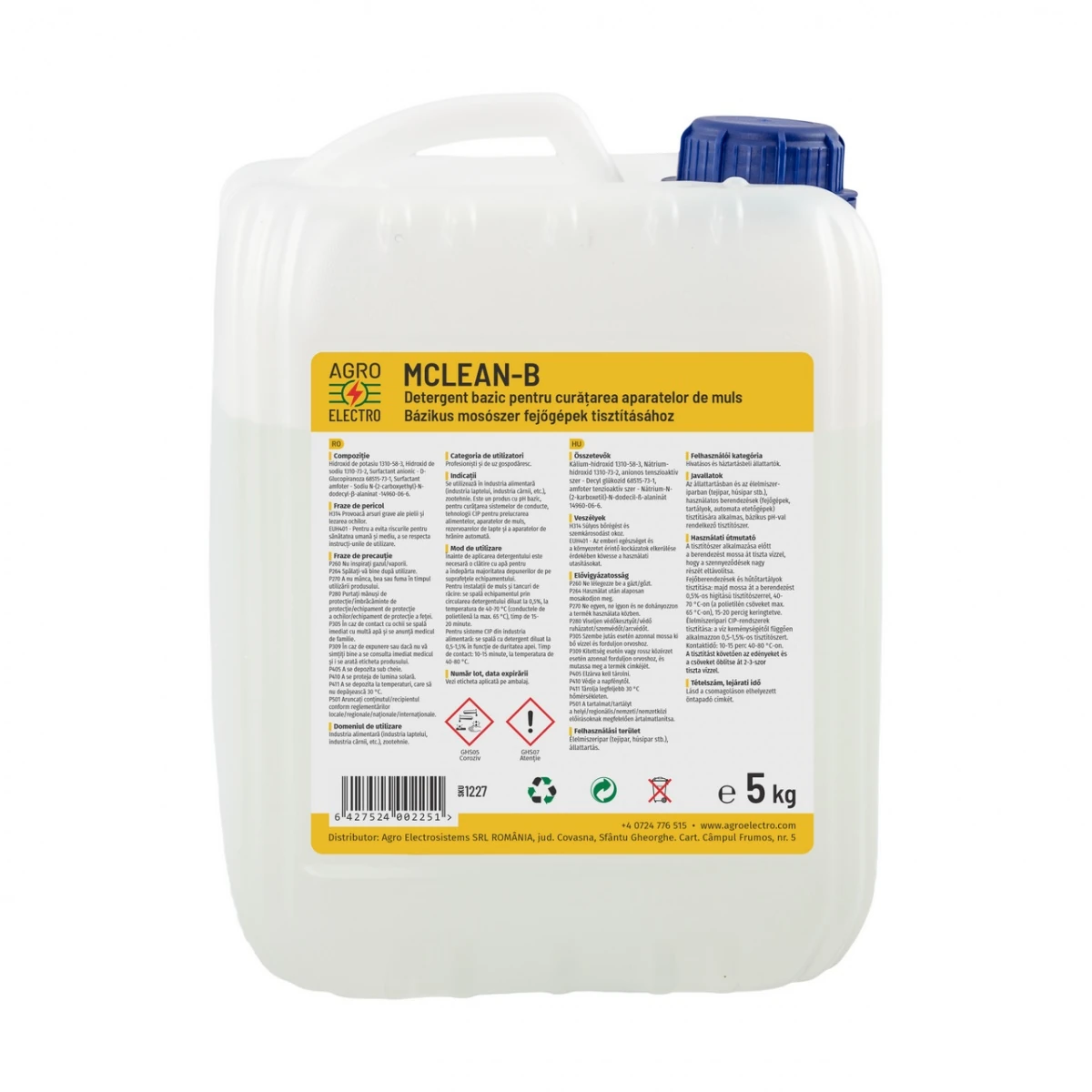 Detergent bazic pentru curățarea aparatelor de muls, MCLEAN-B, 5 kg :: 5 kg