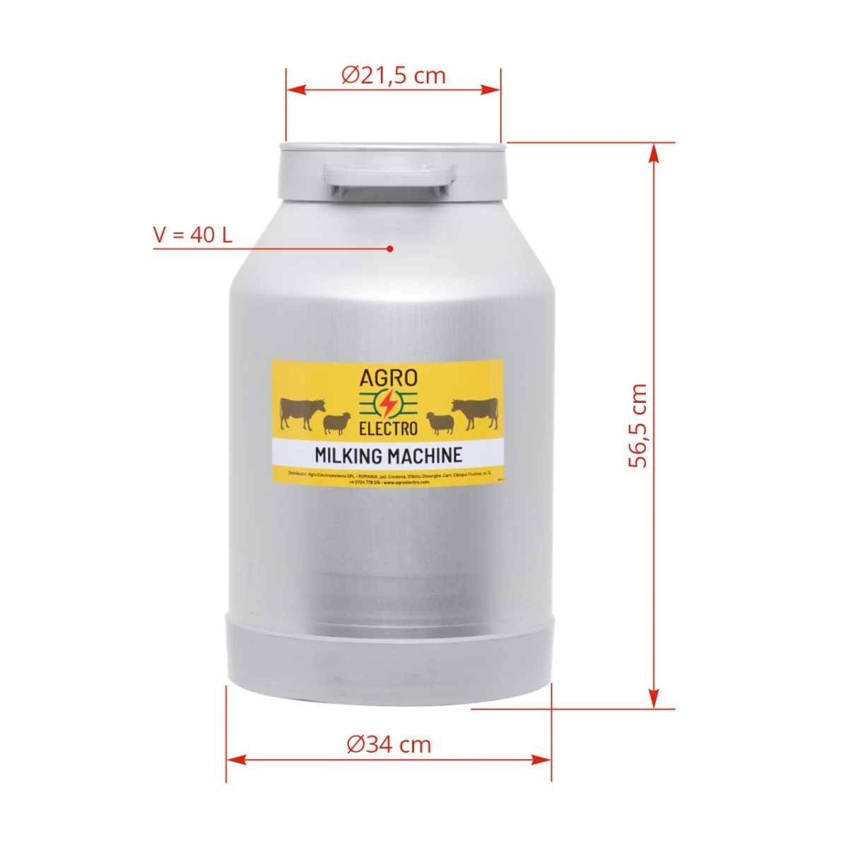 Bidon aluminiu pentru aparat de muls, 40 litri :: 40 litri