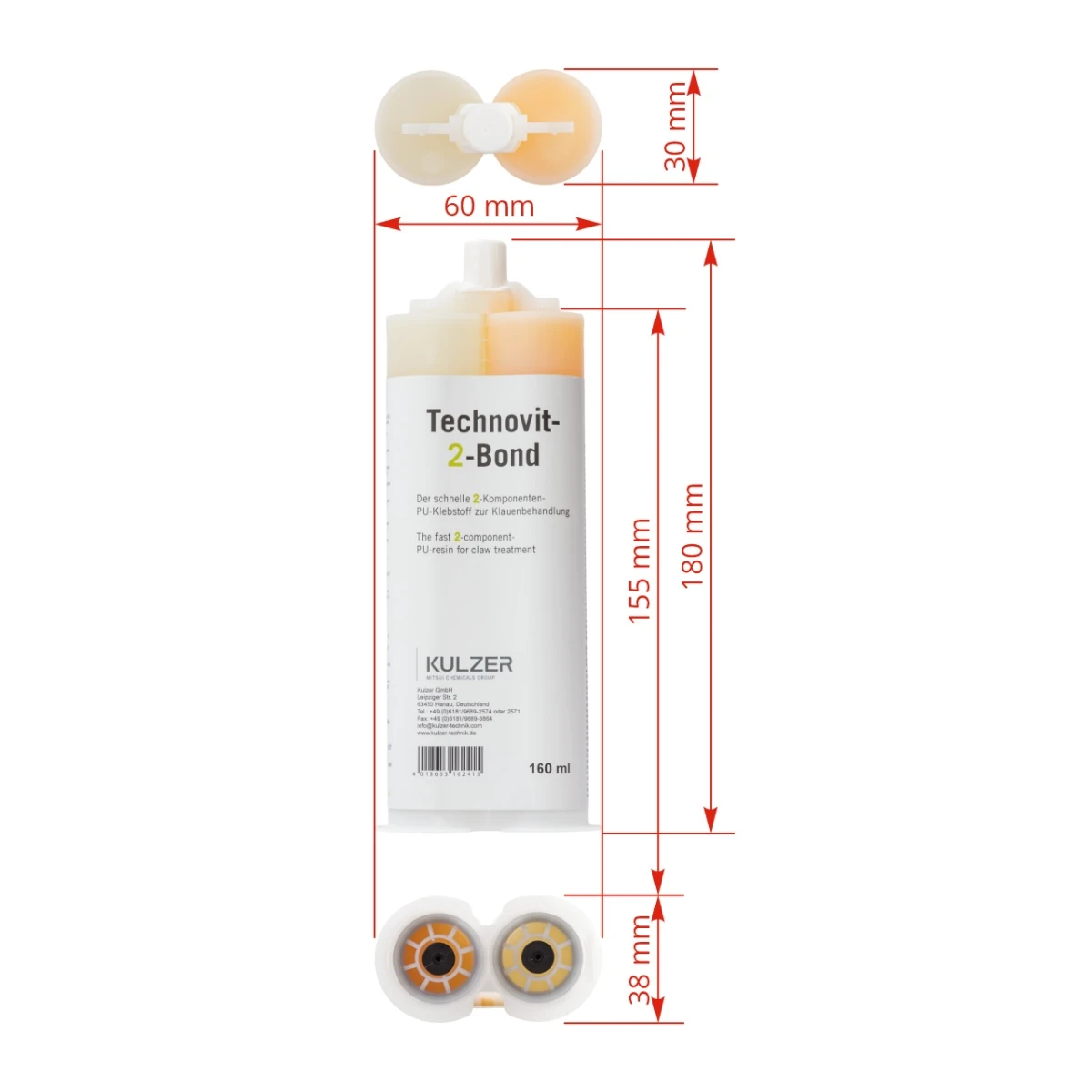 Cartuș cu adeziv din 2 componente, Technovit-2-Bond, 160 ml