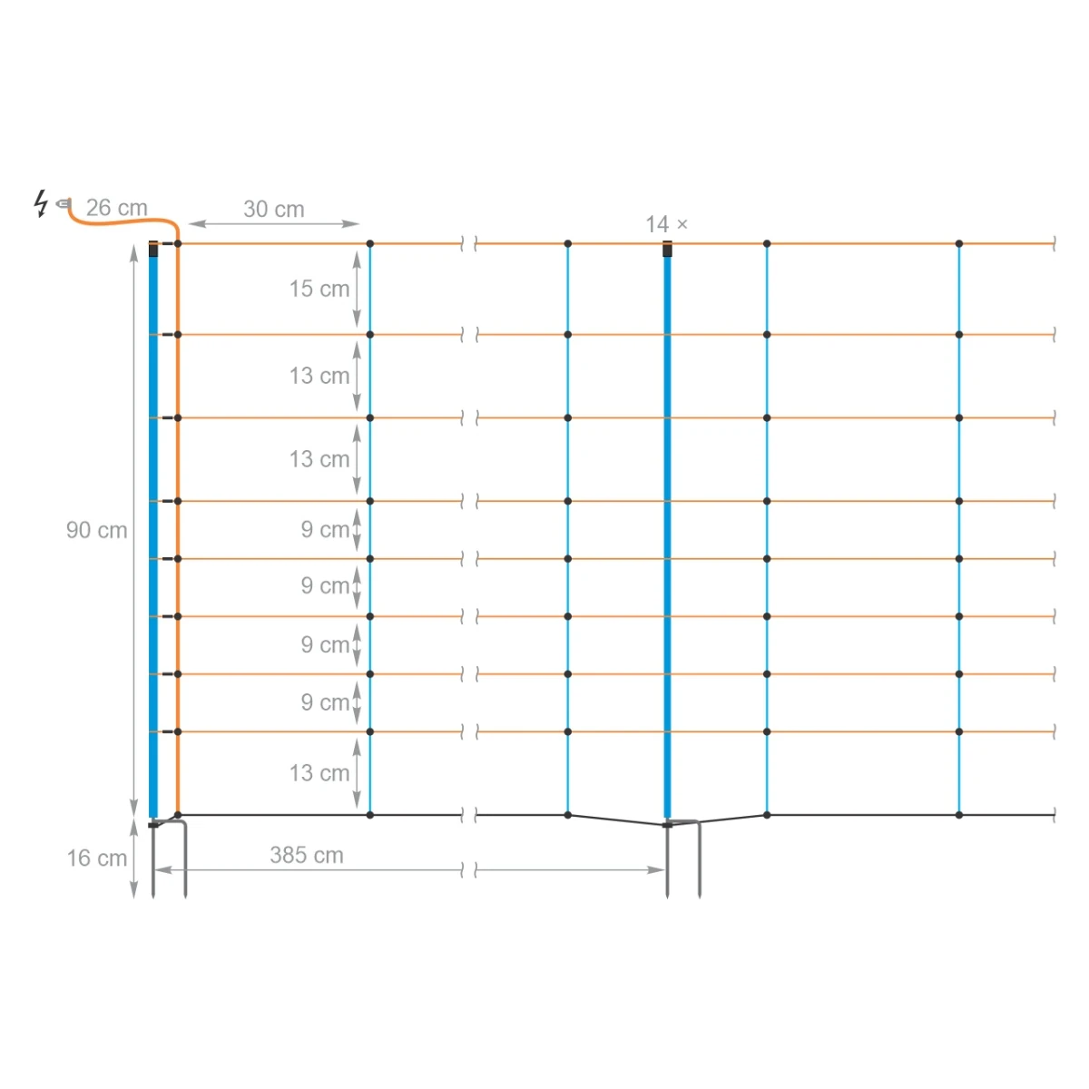 Plasă gard electric, TitanNet Premium, 50 m × 90 cm