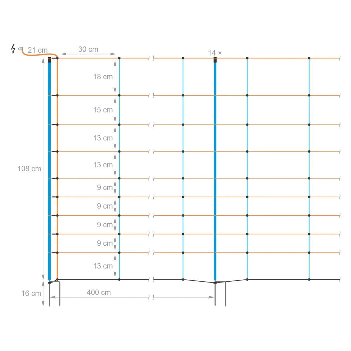 Plasă gard electric, TitanNet Premium, 50 m × 108 cm