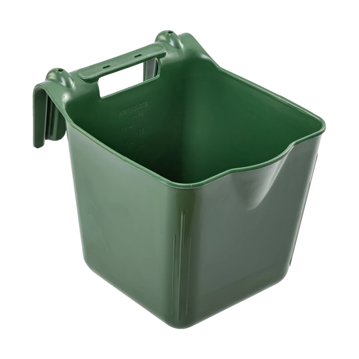 Găleată de hrănire, cu suport pentru suspendare, formă pătrată, verde închis, 13 litri :: Verde închis