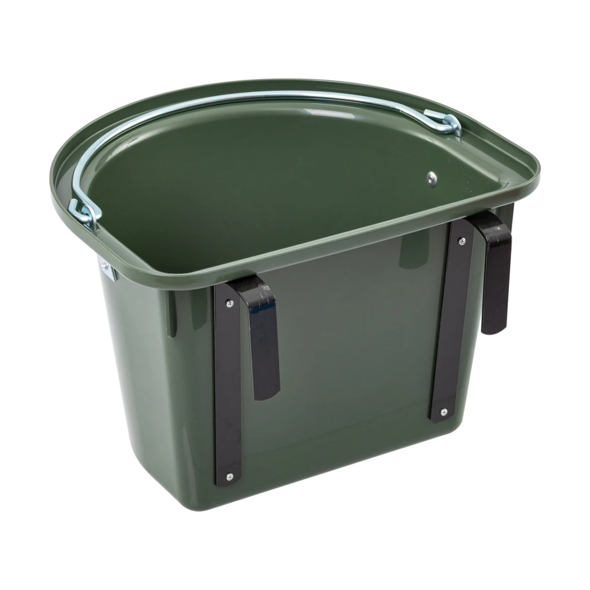 Găleată de hrănire pentru cabaline, cu dispozitiv de fixare și mâner, verde închis, 12 litri :: Verde închis