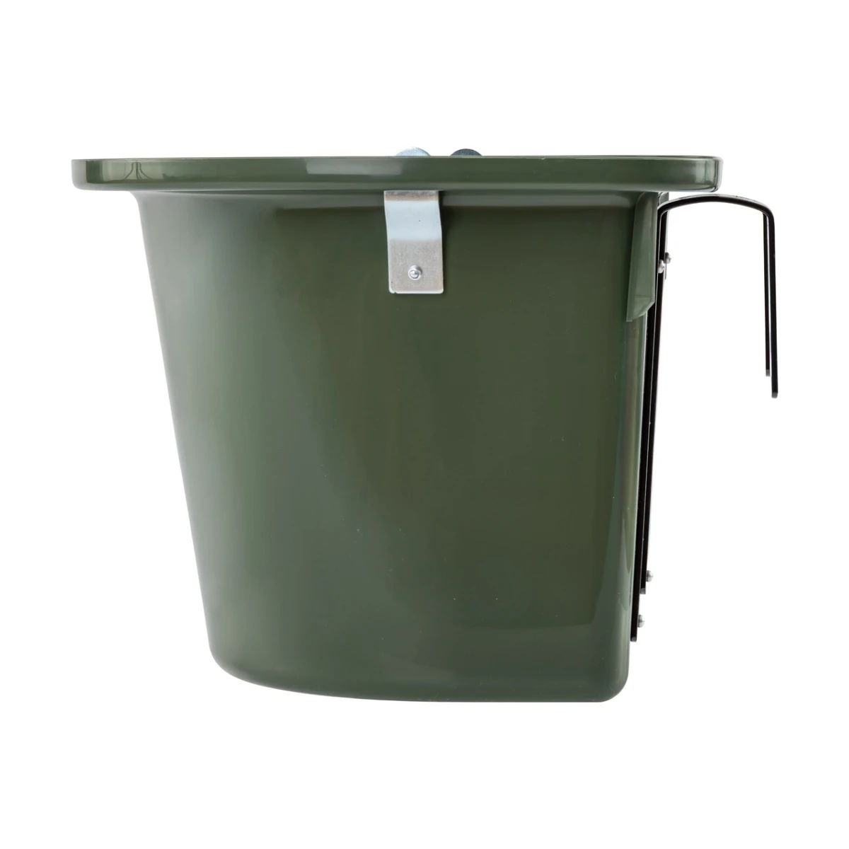 Găleată de hrănire pentru cabaline, cu dispozitiv de fixare și mâner, verde închis, 12 litri :: Verde închis