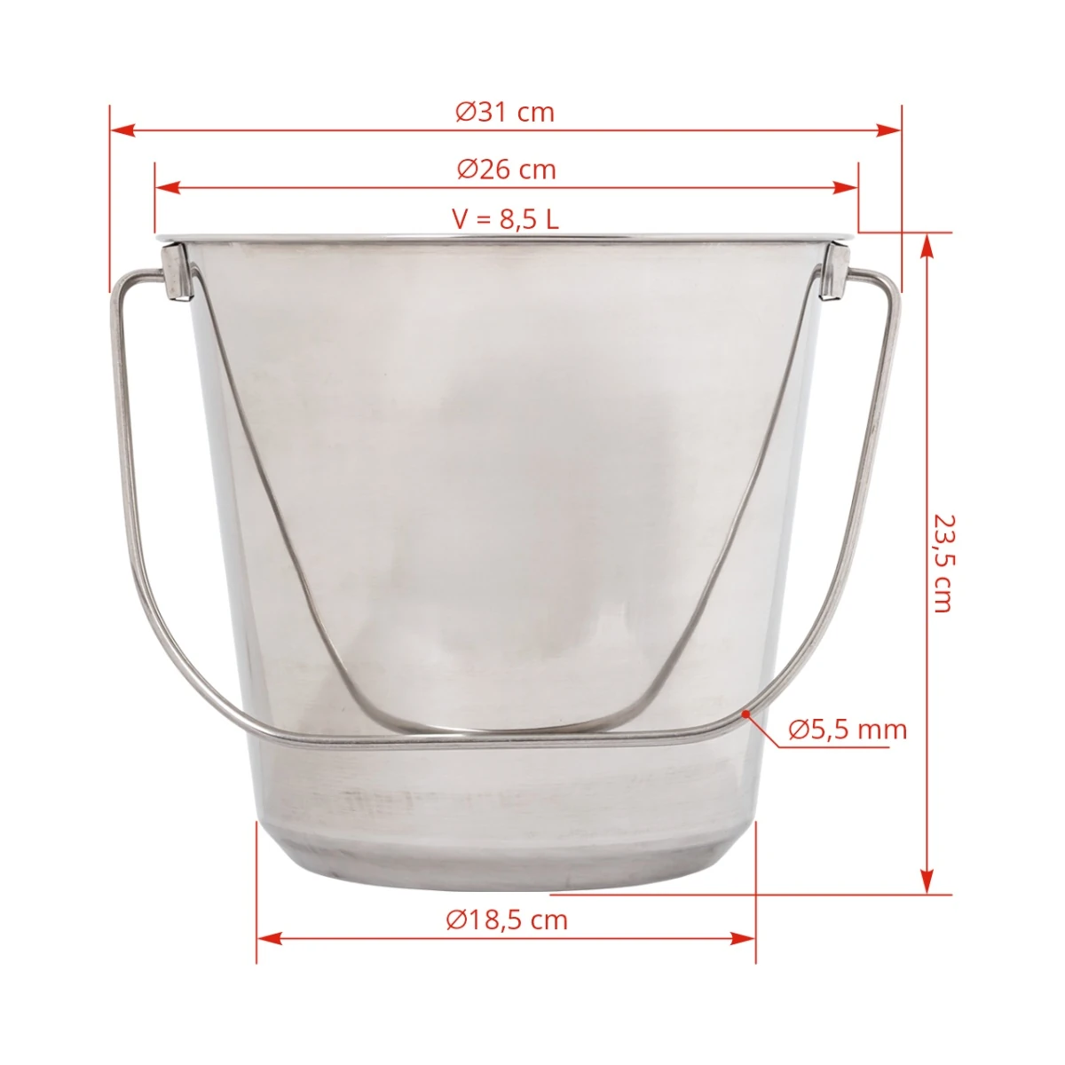 Găleată din inox, 8,5 litri :: 8,5 litri