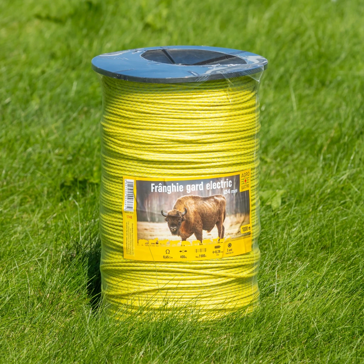 Frânghie gard electric țesut - 1000 m - 400 kg - 0,65 Ω/m