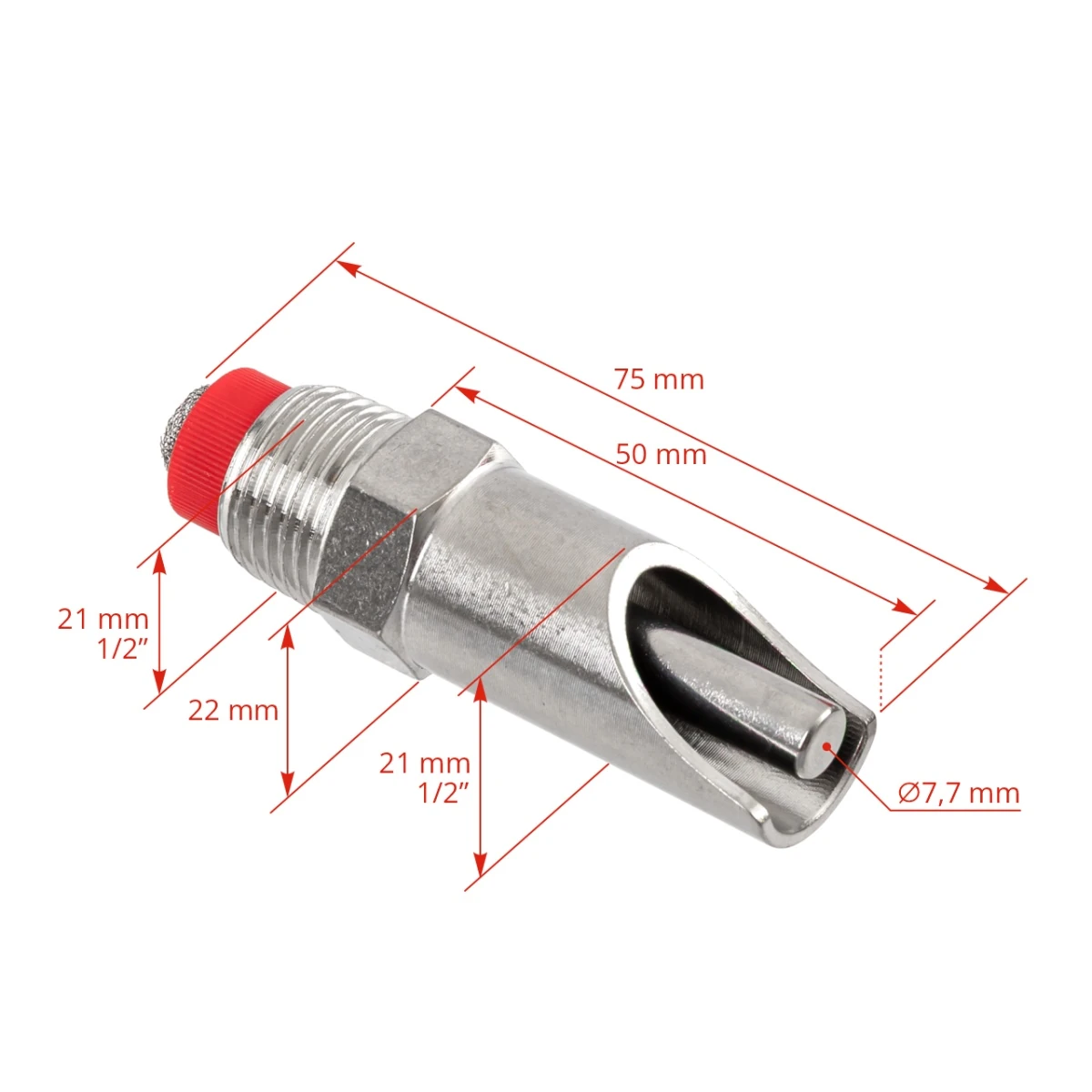 Suzetă cu filet 1/2", pentru porci, cu niplu 1/2"