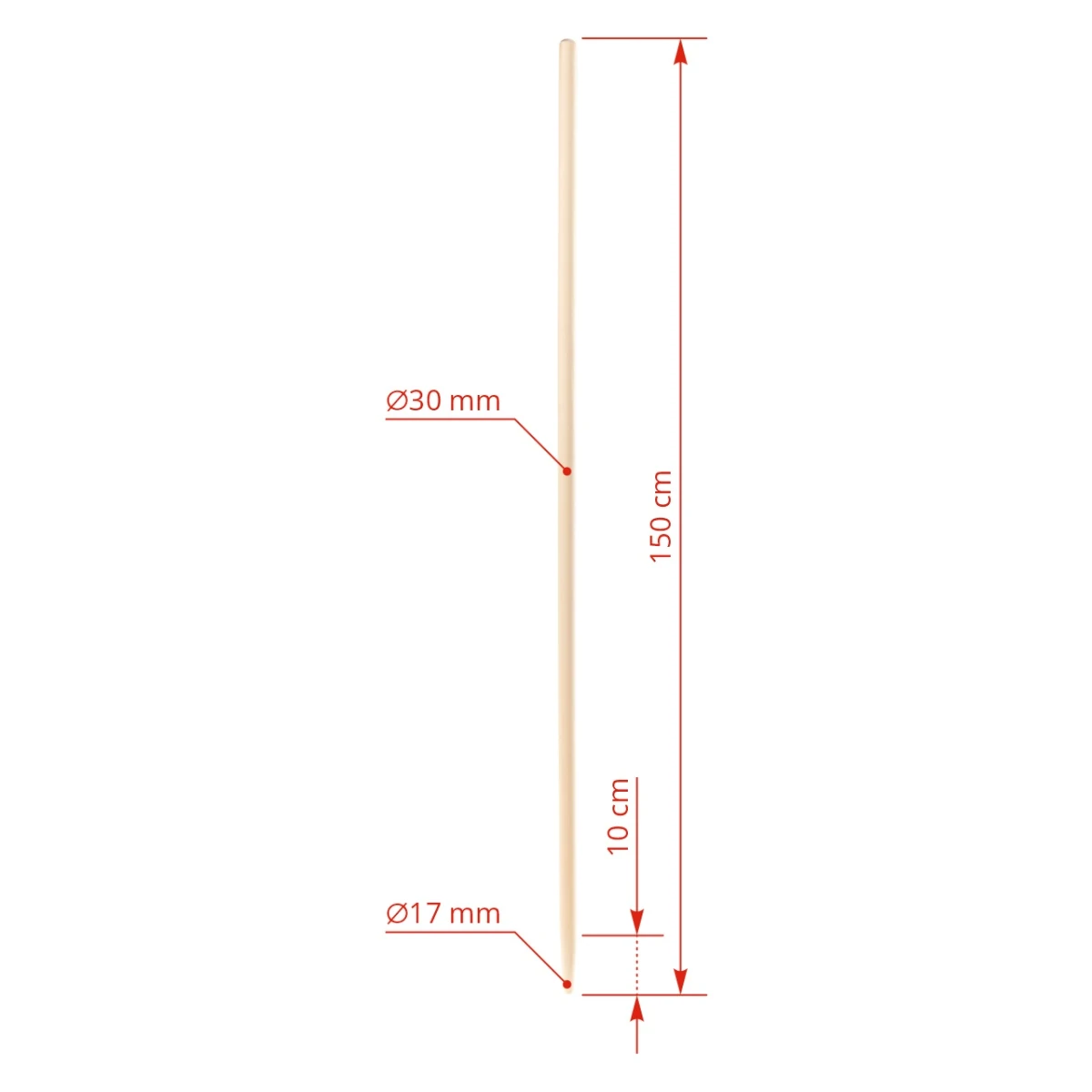 Coadă pentru unelte, Ø30 mm × 150 cm