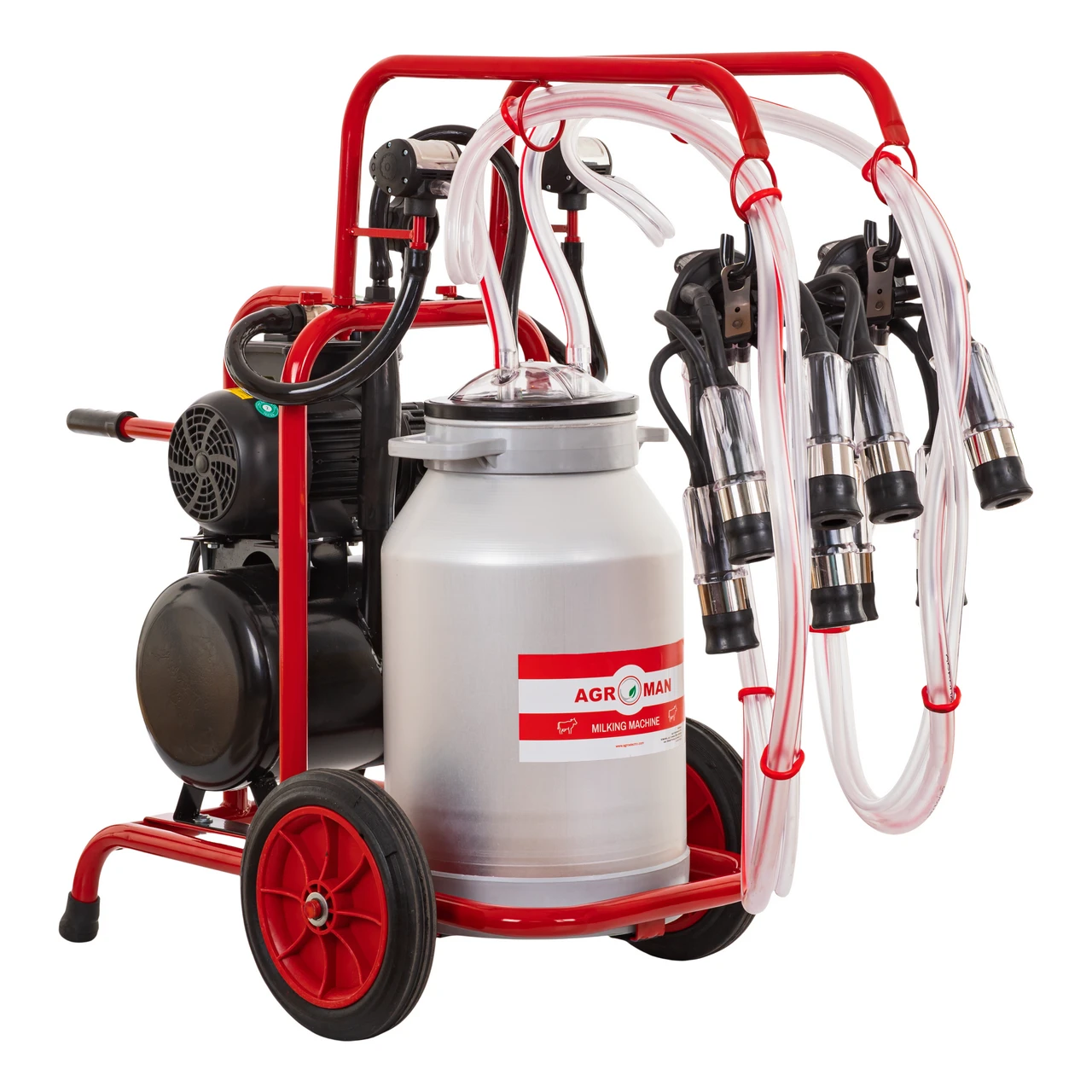 Aparat de muls vaci, pompă uscată, 2 posturi, 1 bidon aluminiu de 40 litri