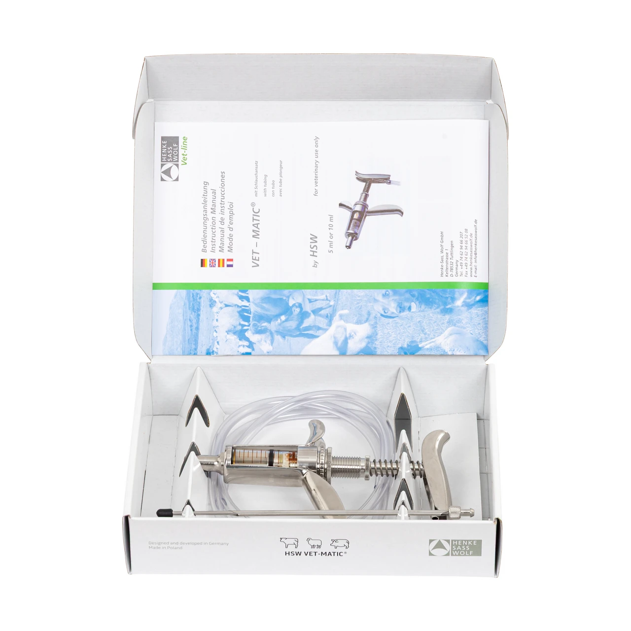 Seringă automată HSW Vet-Matic cu atașament de furtun, Luer Lock, 5 ml