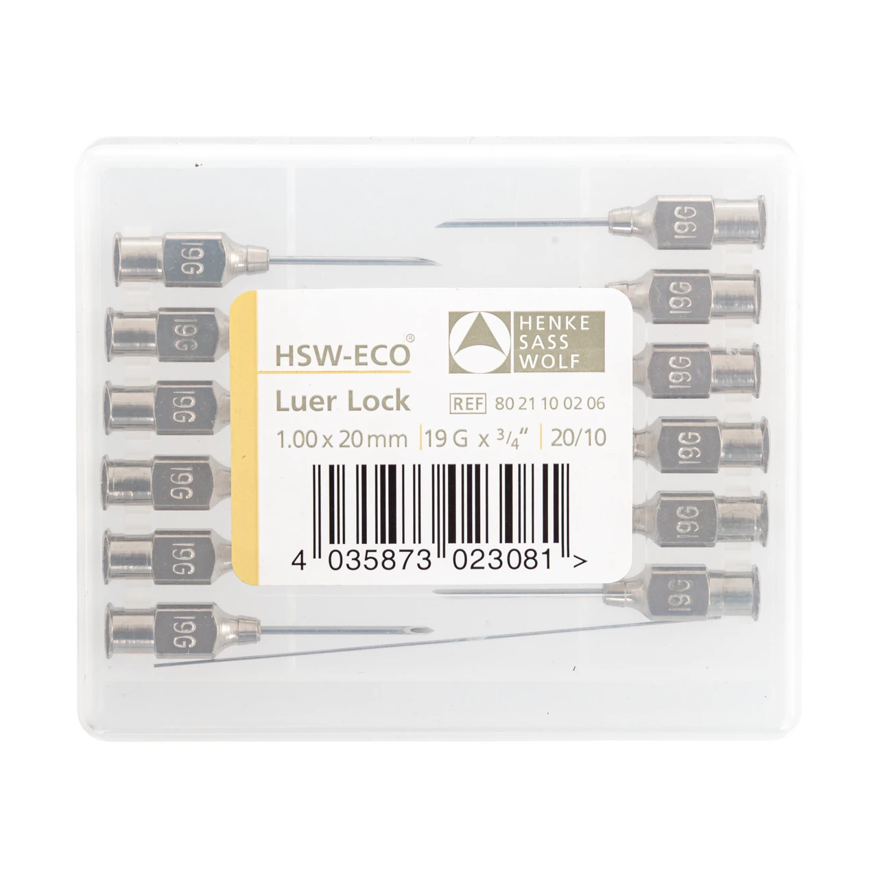 Canule HSW-ECO pentru seringi automate, Luer Lock, 1 × 20 mm, 12 buc.