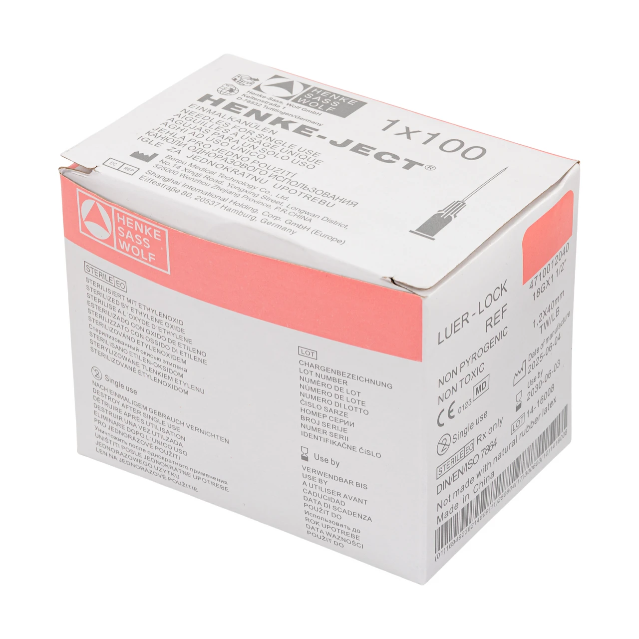 Ace de unică folosință HSW Henke-Ject, Luer Slip, 1,2 × 40 mm, 100 buc.