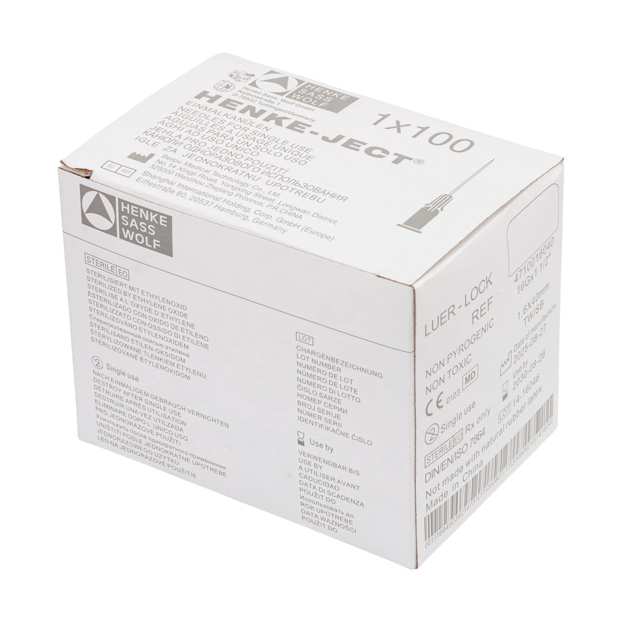 Ace de unică folosință HSW Henke-Ject, Luer Slip, 1,6 × 40 mm, 100 buc.