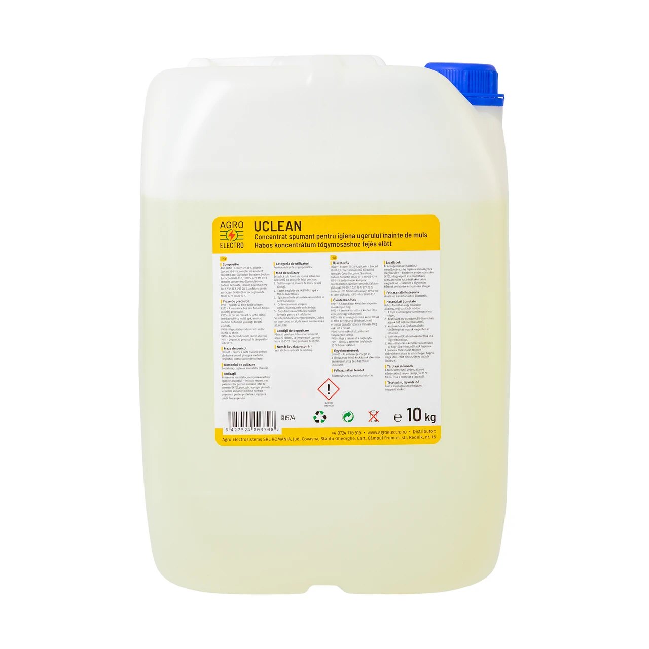 Concentrat spumant pentru igiena ugerului înainte de muls, UCLEAN, 10 kg :: 10 kg