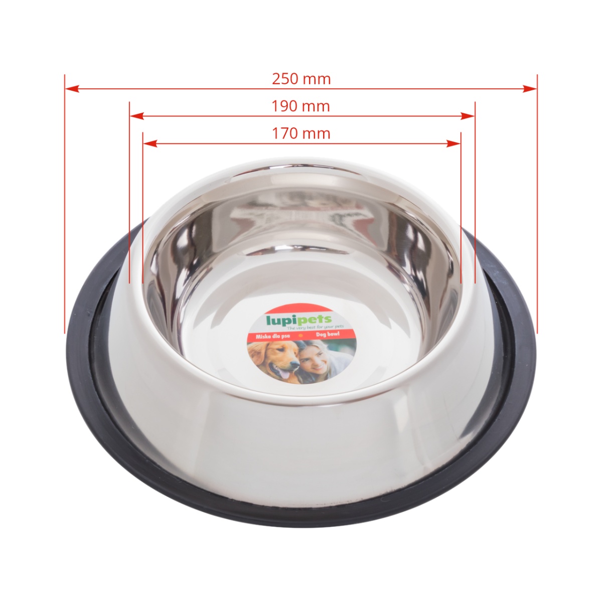 Castron din inox pentru câini, Ø19 cm, 900 ml