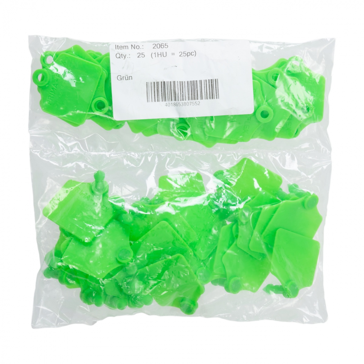 Set crotalii pentru ovine, Prima-Flex, verde, 4,4 × 4,6 cm, 25 perechi