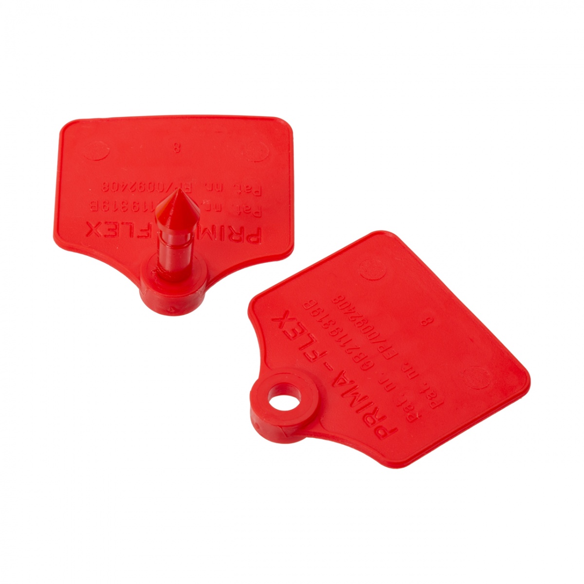 Set crotalii pentru ovine, Prima-Flex, roșu, 4,4 × 4,6 cm, 25 perechi