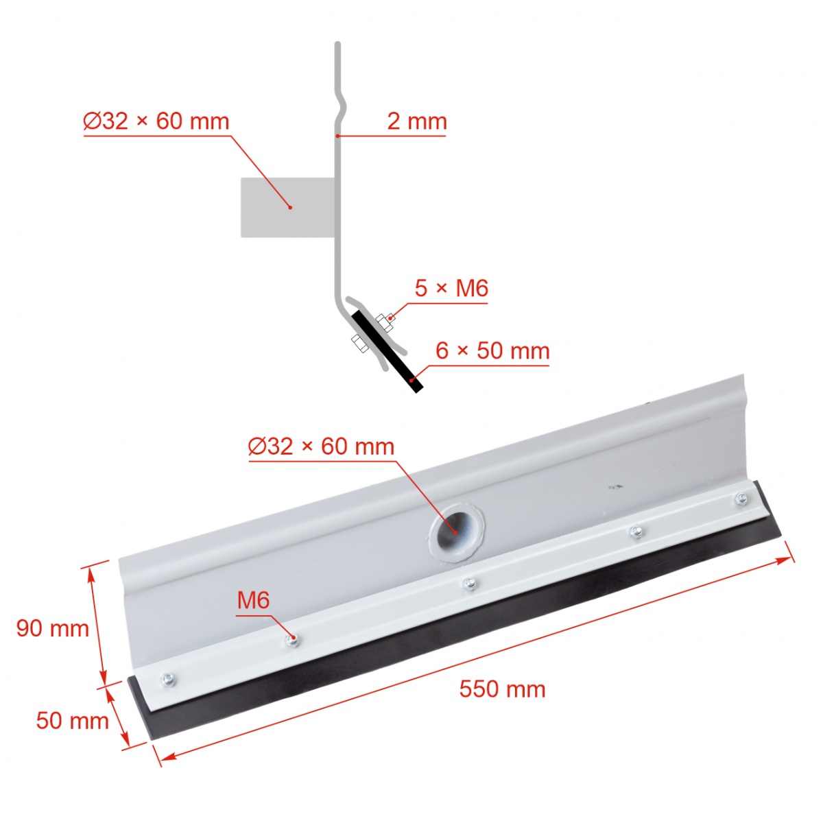 Racletă dreaptă pentru curățarea bălegarului, 55 cm