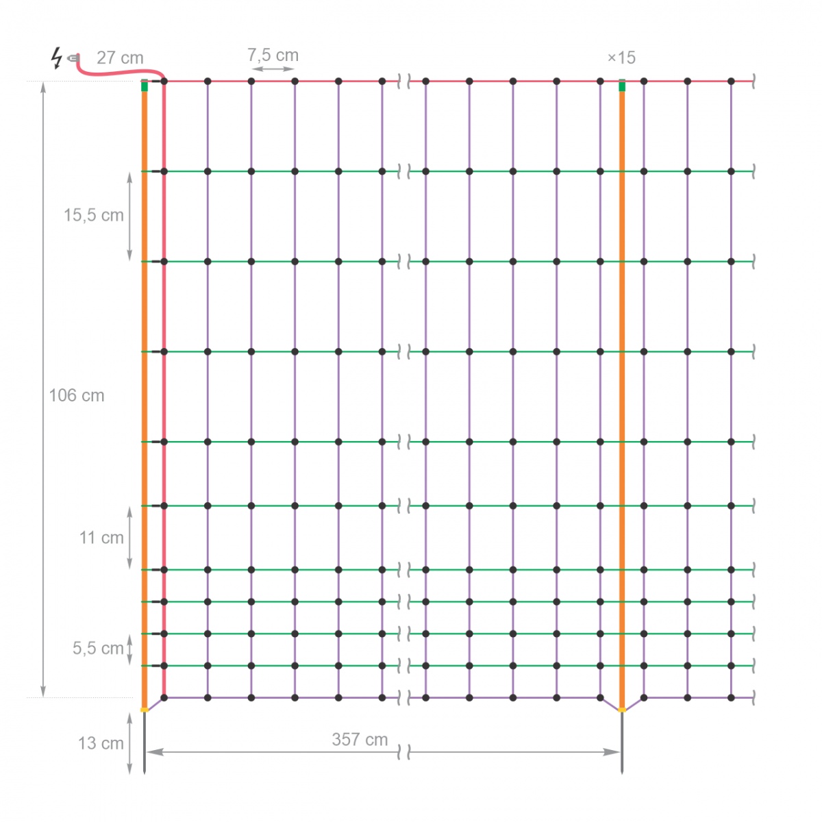 Plasă gard electric pentru păsări, 50 m × 106 cm