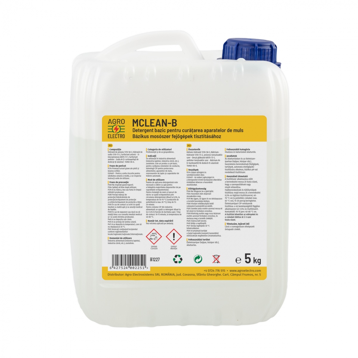 Detergent bazic pentru curățarea aparatelor de muls, MCLEAN-B, 5 kg