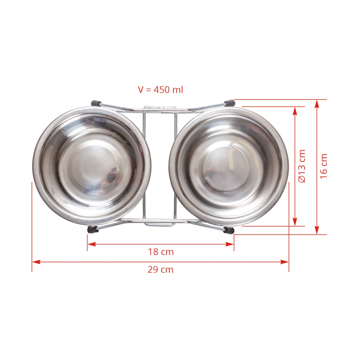 Set 2 castroane din inox pentru animale,  Ø13 cm, 450 ml