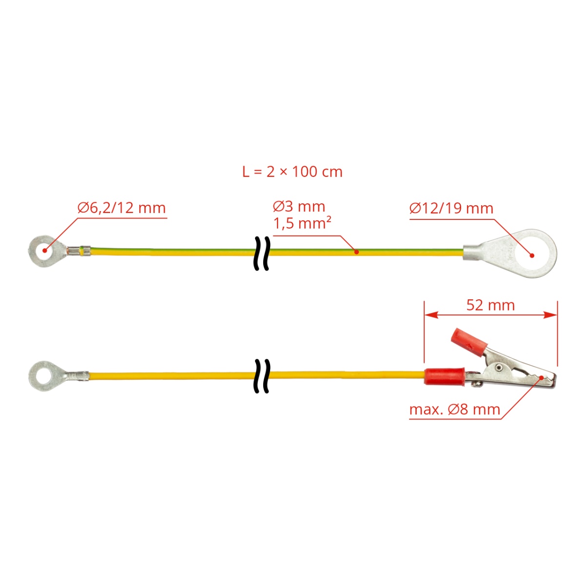 Cablu conexiune aparat gard electric - gard + împământare