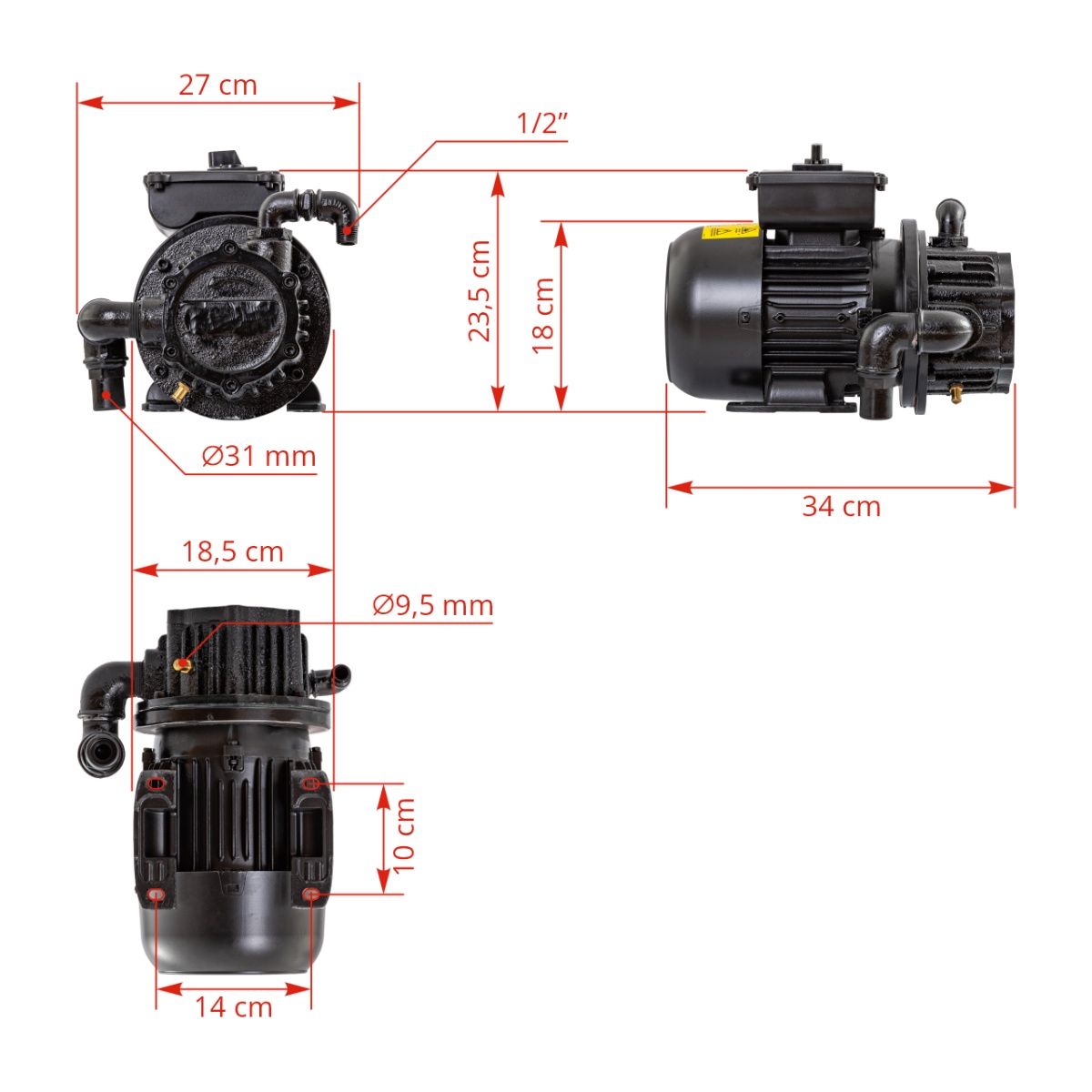 Pompă de vid cu ulei, 230 litri/min, 230 V, 550 W