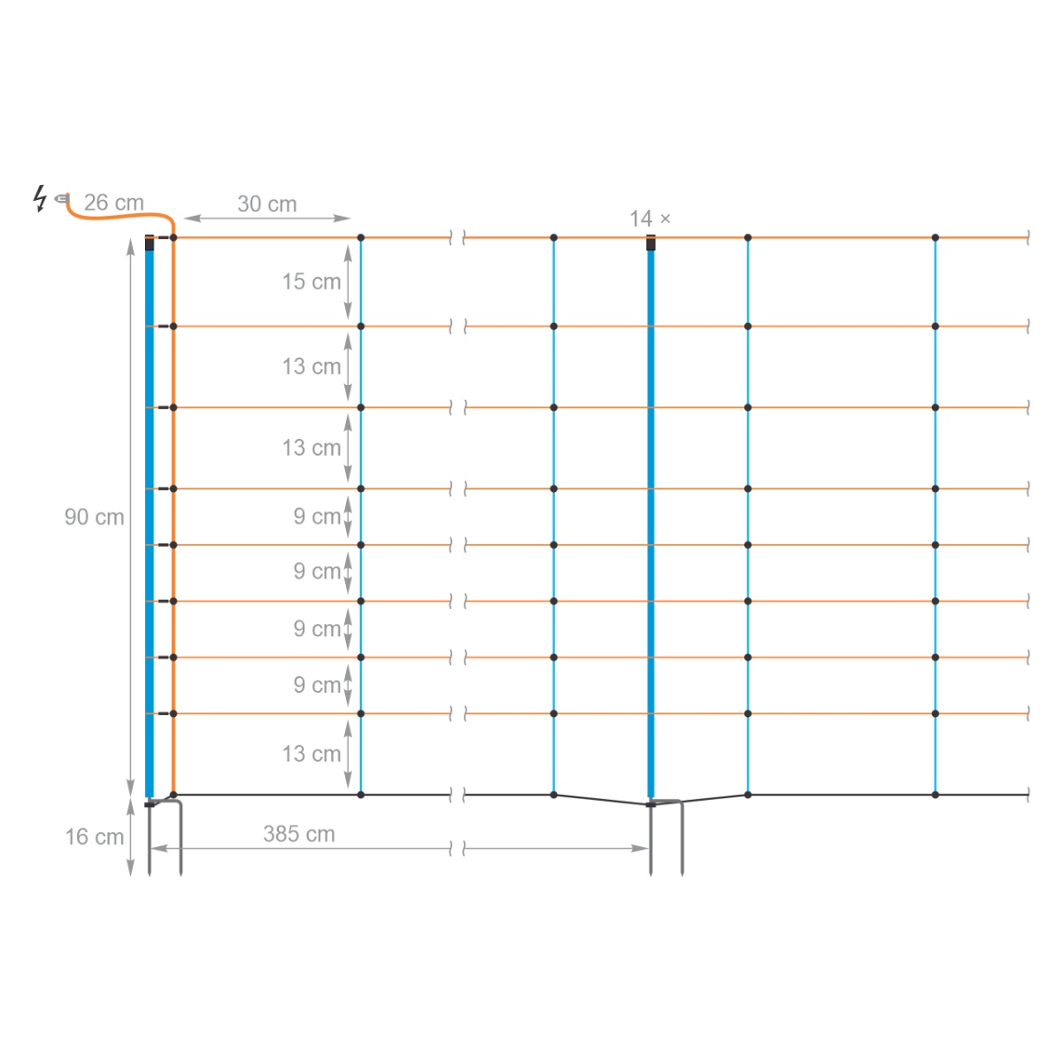 Plasă gard electric, TitanNet Premium, 50 m × 90 cm