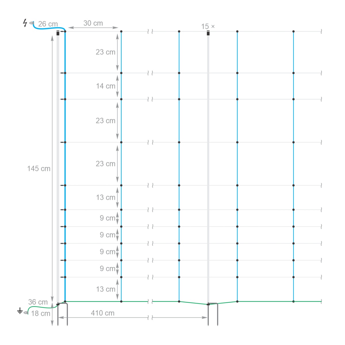 Plasă gard electric, TitanNet, 50 m × 145 cm