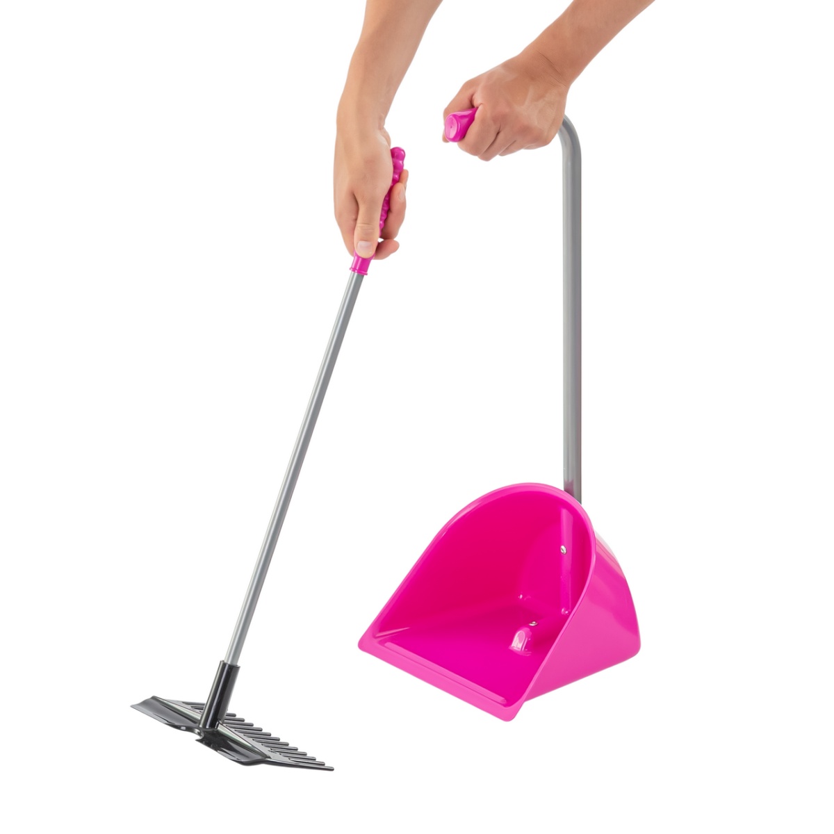 Lopată Mistboy Mini cu greblă, roz, 60 cm