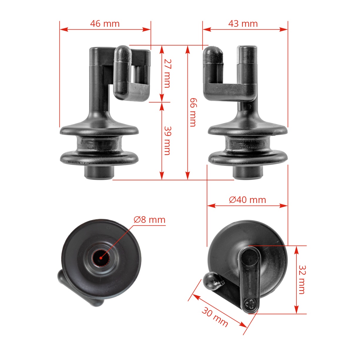 Izolator de schimb pentru stâlp din oțel rotund Ø8 mm, 25 buc.