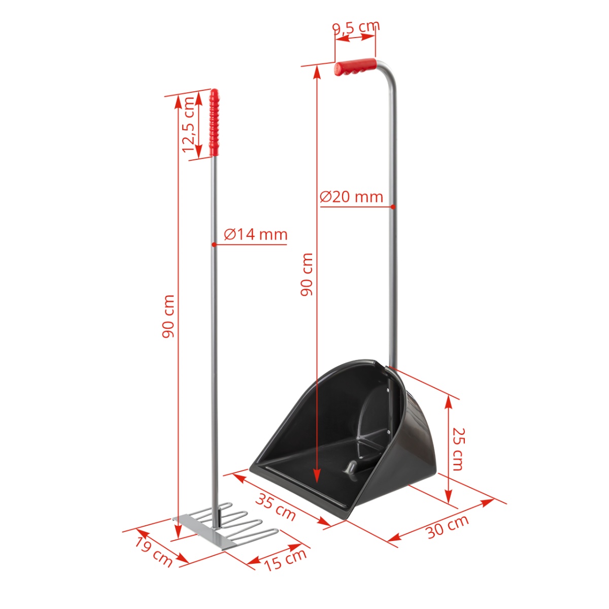 Lopată Mistboy cu greblă, negru, 90 cm