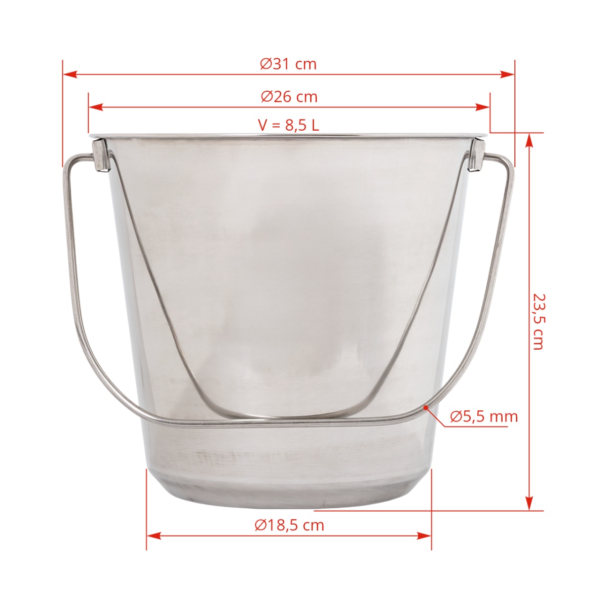 Găleată din inox, 8,5 litri